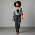 Unisex crewneck t-shirt with African print - grey map