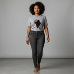 Unisex crewneck t-shirt with African print - grey map