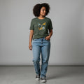 Unisex crewneck t-shirt with African print - green butterfly