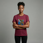 Unisex crewneck t-shirt with African print - maroon map